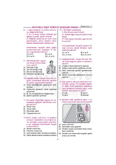 Sürücü Eğitim Deneme Sınavı Sürücü Kursu 5'Li Deneme Sınavı
