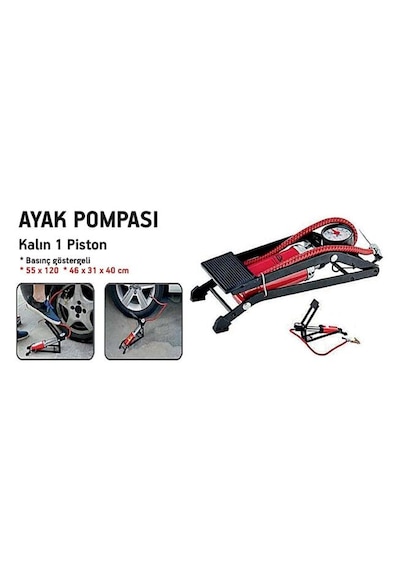 Oto Araç Lastik Pompası Ayak Hava Pompası Top Lastik Hava Şişirme Bisiklet Motosiklet Lastik Şişirme 1