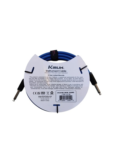Kirlin Ip-241bl Gitar Kablosu 3 Metre Enstruman Kablosu Mavi 24 Awg Pro Audio Cable