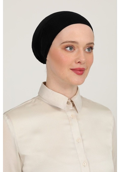 Melodi Scarf Kadın Tesettür Parisien Tüllü Climafit Likralı Nefes Alan Parizyen Dikişsiz Bone Siyah Siyah
