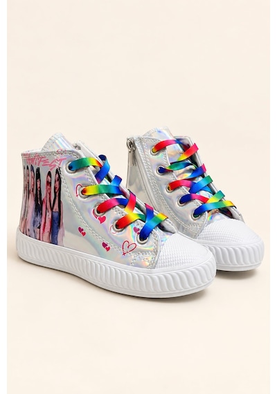 Nese Shoes Manifest, Unicorn Baskılı Kız Çocuk Işıklı Sneaker.spor Ayakkabı Gri