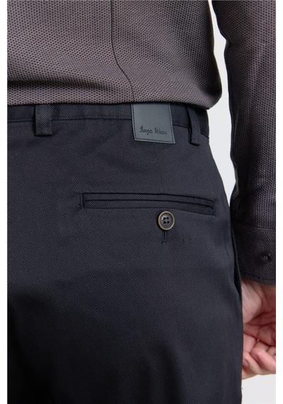İmza Siyah Yan Cep Düz Paça Armürlü Slim Fit Pamuklu Chino Pantolon 1003260165