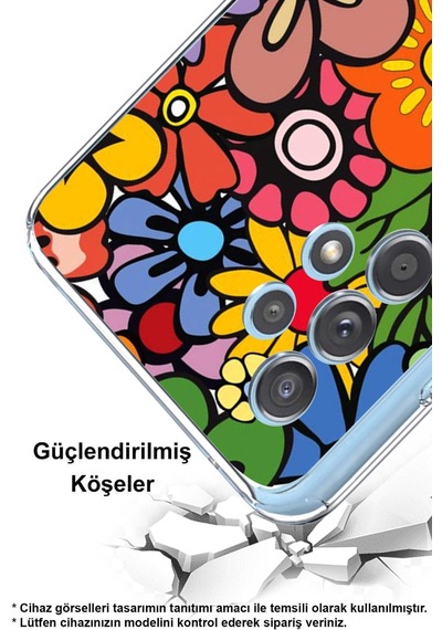 Samsung Galaxy Uyumlu A25 İle Retro Color 2 Kamera Korumalı Şeffaf Kılıf