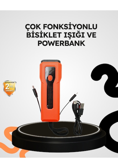 600 Lümen Bisiklet Ön Işık Powerbankli Çakar Cob Led