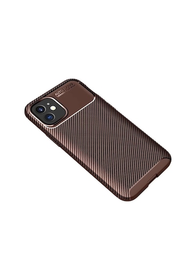 Newface Apple İphone 12 Mini Kılıf Auto Focus Karbon Kapak - Kahverengi