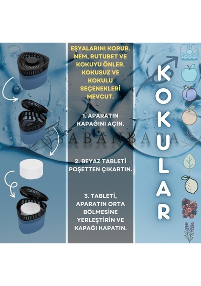 Mavi, Şeftali Üçgen - Nem Alıcı Aparat + Rutubet Giderici Tablet 500 Gram Diğer