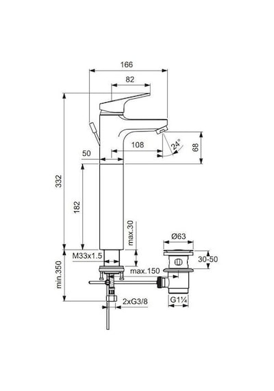 Ideal Standard Slimline Iı Lavabo Bataryası - B8595aa- Krom