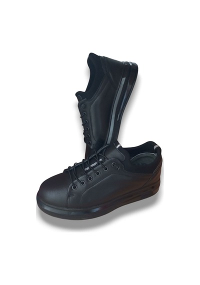 Growish Gr0226 Hakiki Deri Günlük Mat Siyah Erkek Sneaker Ayakkabı Siyah
