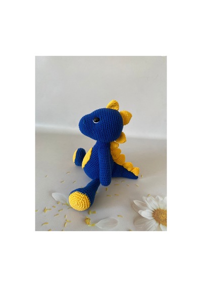 Adenya Sepeti El Emeği Örgü Dinazor Taraftar Dino Fb Amiğgurumi Oyuncak Sarı - Lacivert