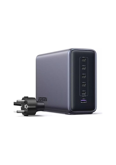 Ugreen Nexode 500w Gan 6 Portlu Hızlı Şarj Cihazı İstasyonu, Pd 3.1 5xusb-c, 1xusb-a, 2m Kablolu, Gri, 55550b