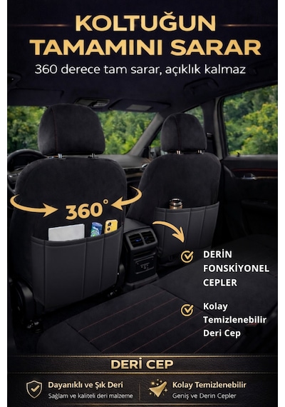 Lifos Hafif Ticari Serisi Koton Kumaş Oto Koltuk Kılıfı Tam Set Berlıngo-caddy-connect-courıer-doblo-dokker-partner Siyah-Kırmızı