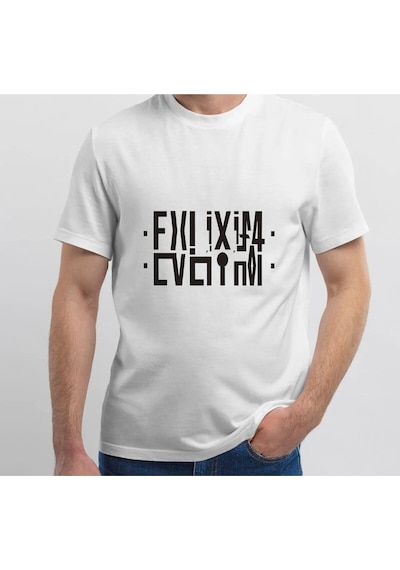 Hırsch Erkek Beyaz Oversize Katlamalı Evliyim Baskılı T-shirt Kar Beyazı