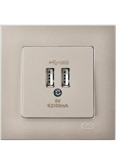 Metalik Bej 2 Usb Çıkışlı 5v Şarj Prizi İle Modern Çözüm