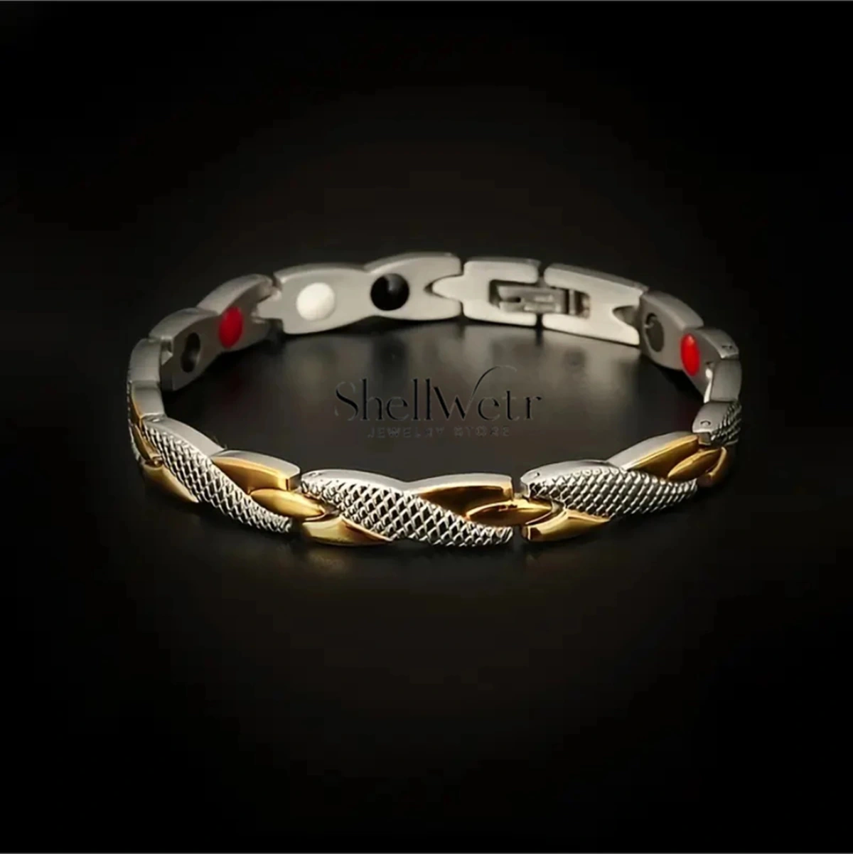 King Argelon Erkek 925 Gümüş Kaplama Mıknatıslı Bileklik Özel Tasarım Luxery Bileklik Çok Renkli