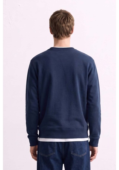 Barrels And Oıl Erkek Göğüs Baskı Detaylı Uzun Kollu Sweatshirt - İndigo İndigo