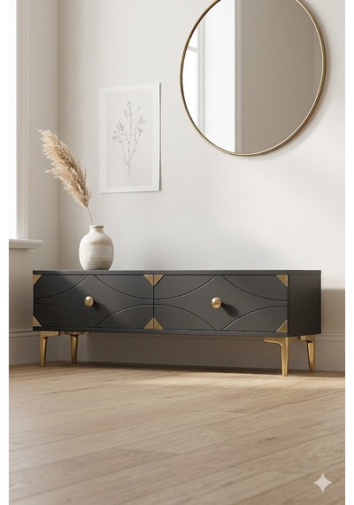 Tsa1297ag Alfa Tv Sehpası Antrasit-gold 120cm