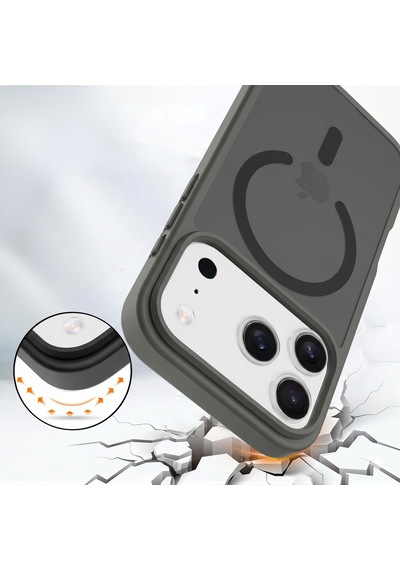 Ps iPhone Uyumlu 17 Pro Mist Serisi Magsafe Kılıf - Gri Siyah