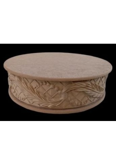 Boncuklu Yapraklı Yuvarlak Orta Boy Kutu 32x9 Cm Ahşap