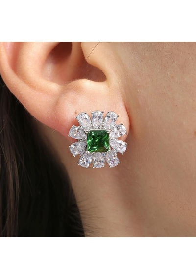 Effective Diamond Milano Rüyası Sentetik Zümrüt Taşlı Gümüş Küpe