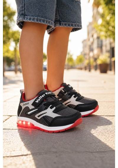 Mini Bonito Erkek Çocuk Cırtlı Bağcıklı Sneaker Günlük Spor Ayakkabı Füme