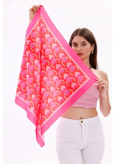 Tarzını Seç Aşk Kalpleri Model Fular Bandana Şal Estascarf 70x70 Cm