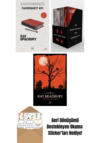 Fahrenheit 451 70. Yıl Özel Baskısı + Kara Dörtleme Kutu Set 4 Kitap + Cadılar Bayramı Ağacı