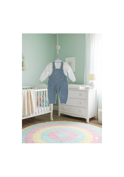 Baby Buu Laura Baby Kız Bebek/çocuk Çiçekli Salopet Tulum Mavi Mavi