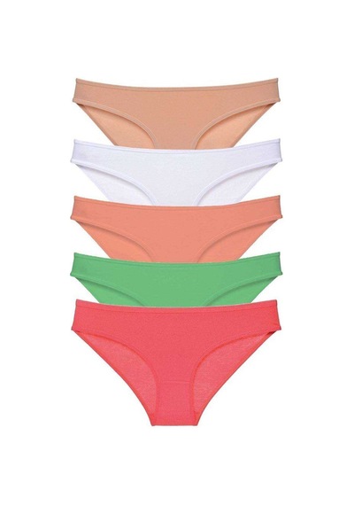 5 Adet Süper Eko Set Likralı Kadın Slip Külot Ten Beyaz Pudra Yeşil Fuşya Standart