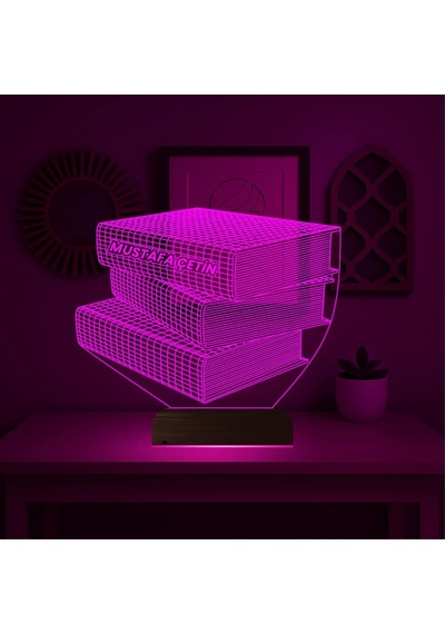 Luvivia Öğretmene Hediye Kitap Kişiye Özel 3d Lamba - Masa Gece Lambası