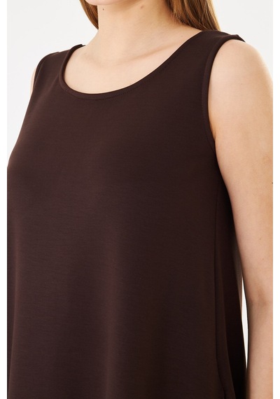 Sortie Collection Basic Kolsuz Modal Cepli Çan Elbise Kahverengi