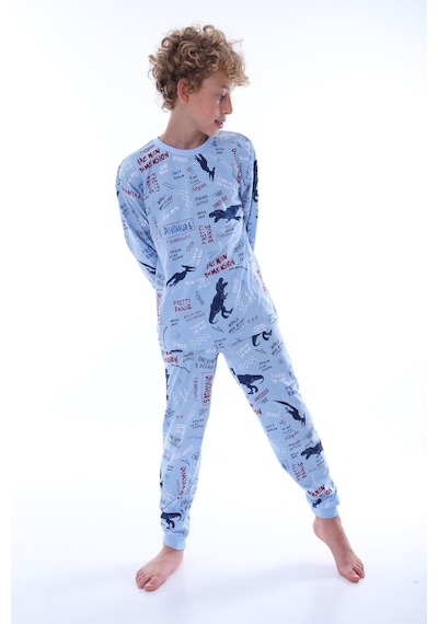 Bunny Hopp Dinozor Desenli %100 Pamuklu Erkek Çocuk Pijama Takımı - Mavi Penye Mevsimlik Takım Açık Mavi Bunny Hopp Dinozor Desenli %100 Pamuklu Erkek Çocuk Pijama Takımı - Mavi Penye Mevsimlik Takım Açık Mavi
