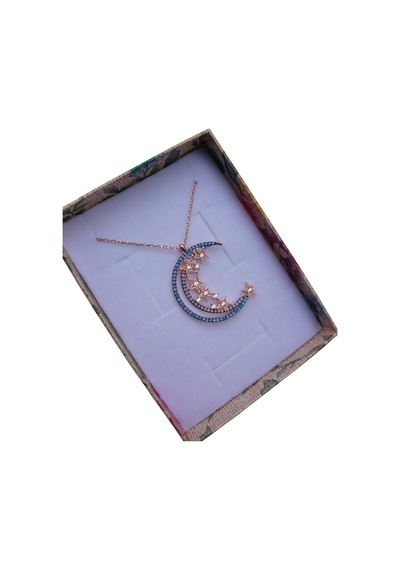 Modahilye 925 Ayar Gümüş Ayyıldız Özel Tasarım Rozegold Renk Kolye Rose Gold