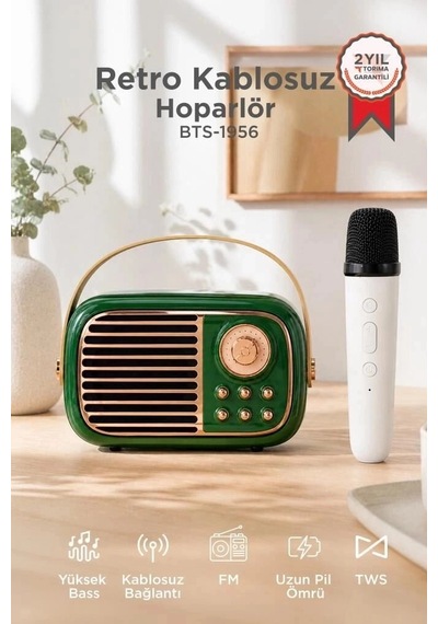 Özel Üretim Torima Bluetooth Hoparlör Bts-1956 Yeşil Hediyelik Dekor Taşınabilir