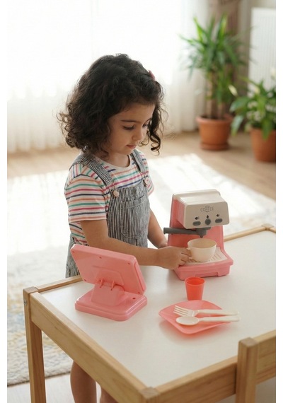 Kutulu Işıklı Ve Sesli Kahve Makinesi Pembe