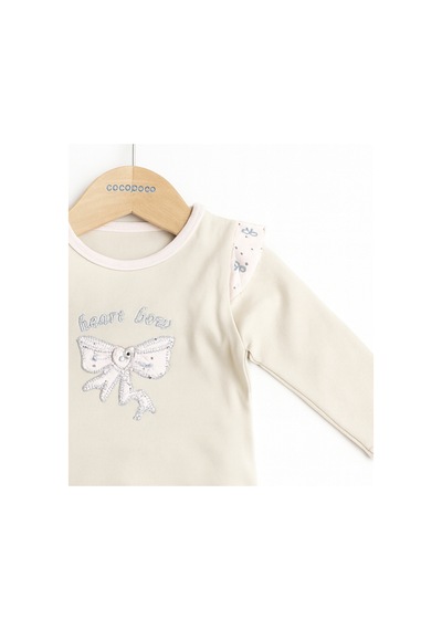Cocopoco Fiyonk Detaylı Kız Bebek 2'li Takım Bej