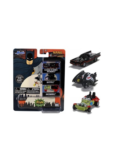 Java Nano Hollywood Rides Classic Tv Series Batmobile Batcycle Jokermobile Model Araba