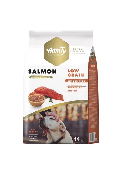 Amity Super Premium Az Tahıllı Somonlu Yetişkin Köpek Maması 14 KG