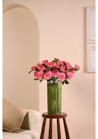 Pembe Yapay Dahlia Yıldız Çiçeği 2 Dallı Lüx İpeksi Dokulu 65 Cm