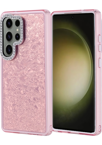 Galaxy S25 Ultra Kılıf Taşlı Tasarımlı Zore Kapi Kapak Pembe