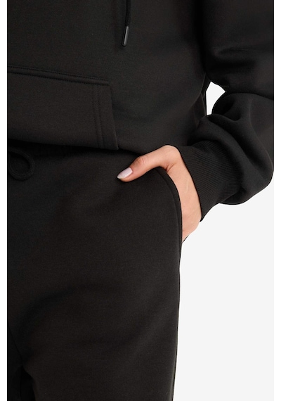 DeFacto Standart Fit Kalın Jogger Eşofman Altı Bel Paça Lastikli Basic Düz Uzun Boy S7370AZ24WNBK81