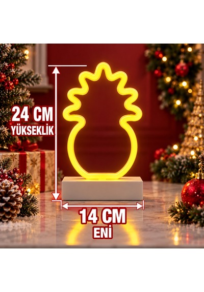 1 Adet Neon Led Işıklı Ananas Işıklı Yılbaşı Ağacı Süsleri Pıneapple Led Light Işıklı Noel Dekoru Diğer