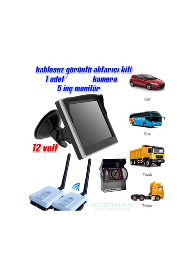 5 '' Monitör+bus Kamera +wifi Görüntü Aktarıcı Seti 12 V Kayıtsız