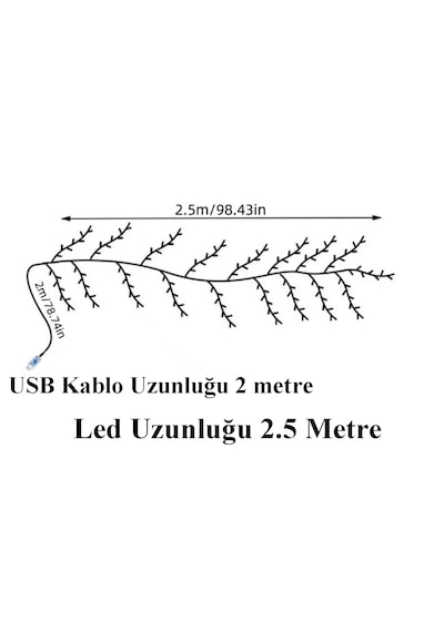 Sihirli Söğüt Asma Ağacı Ledi 144 Led 8 Mod + Uzaktan Kumandalı Yapışkanlı Günışığı Ledli Günışığı