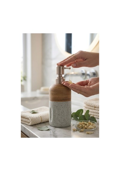 Porselen Sıvı Sabunluk - Lüks Banyo Ve Mutfak Sabunluk - 350 Ml Gri - 887962266 Gri