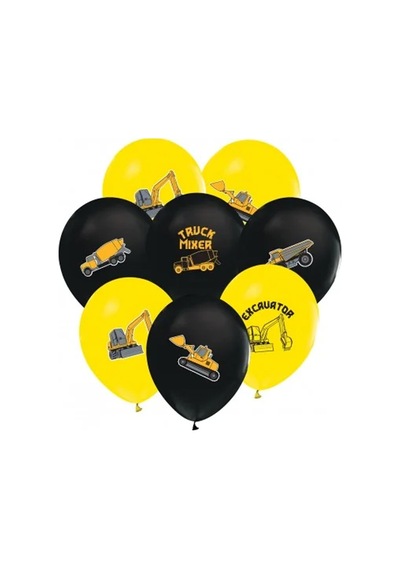 Balonevi Balon 4+1 İnşaat Baskılı 12" 8 Li Çok Renkli