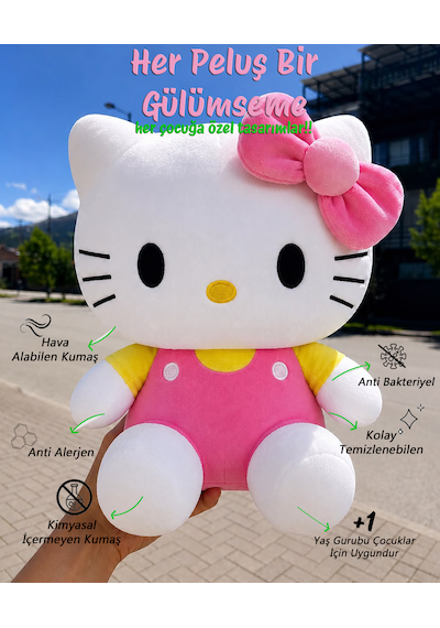 Hello Kitty Peluş Oyuncak Yeni Seri 50cm- Yumuşak & Sevimli Açık Pembe