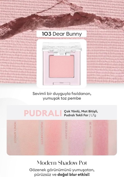 Mat Pudra Dokulu Tekli Göz Farı Modern Pot 103 Dear Bunny 103 Dear Bunny Diğer