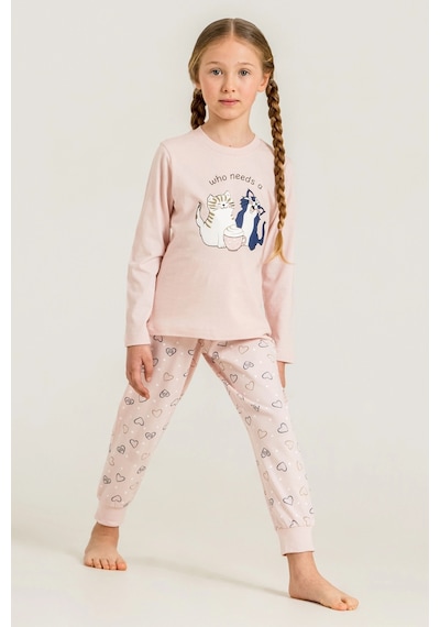 Moda Dua Rolypoly Rp3902-g Kız Çocuk Uzun Kol Pijama Takım Pudra