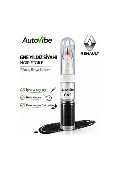 Renault Gne Yıldız Siyahı Rötuş Boya Kalemi İğne Ve Fırça Uçlu