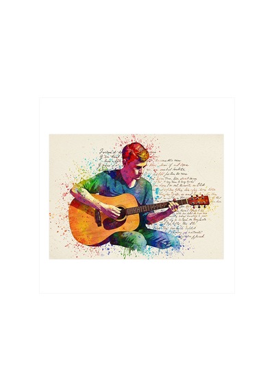 Gitar Çalan Müzisyen Desenli Mdf Tablo